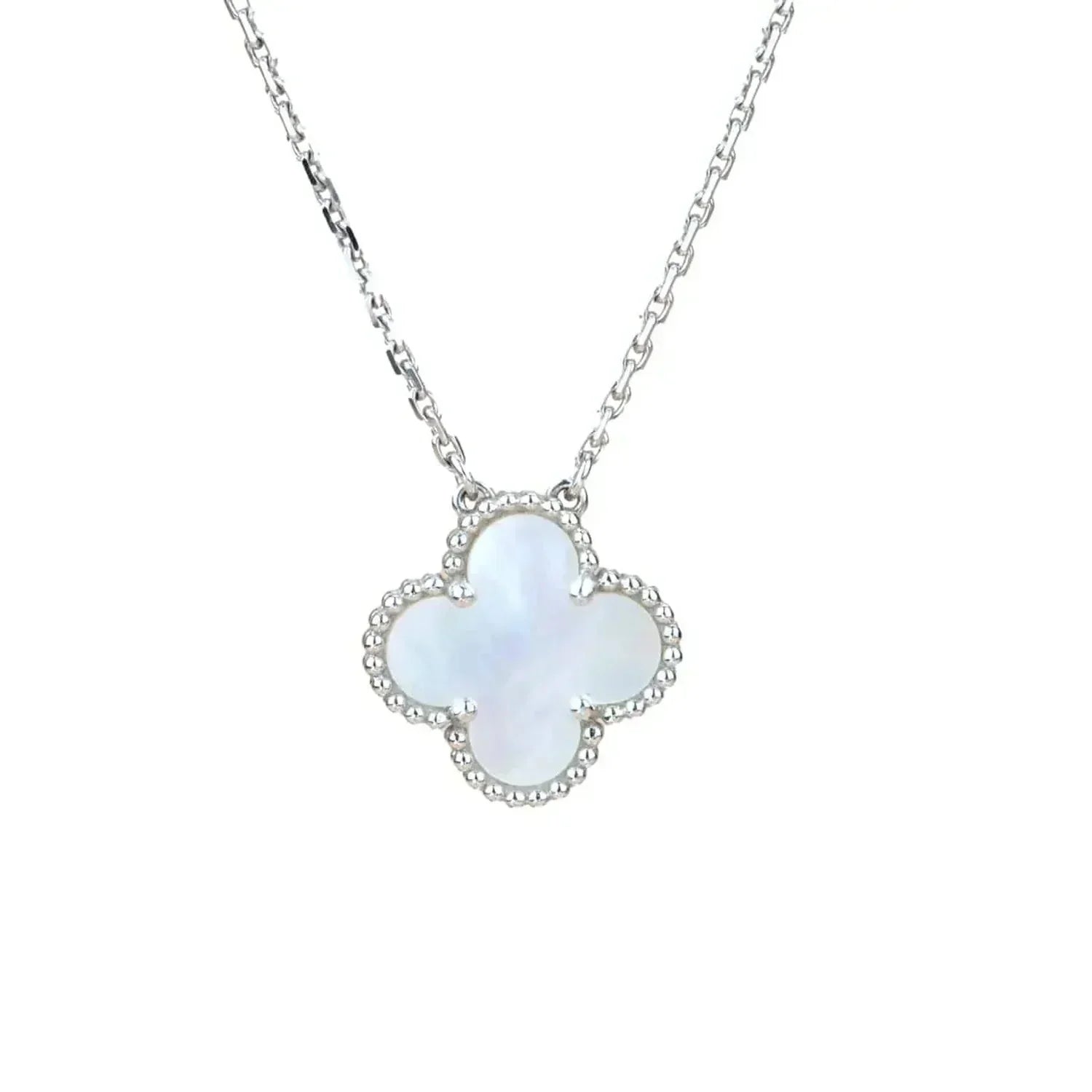 TimiCLOVER  15MM WHITE MOTHER-OF-PEARL SILVER