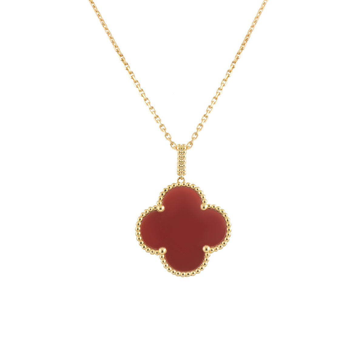 TimiCLOVER 25MM NECKLACE GOLD CARNELIAN