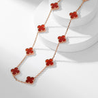 TimiCLOVER 10 MOTIFS CARNELIAN NECKLACE