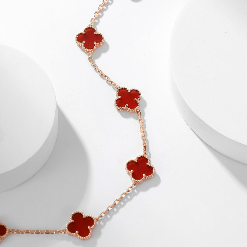 TimiCLOVER 10 MOTIFS CARNELIAN NECKLACE