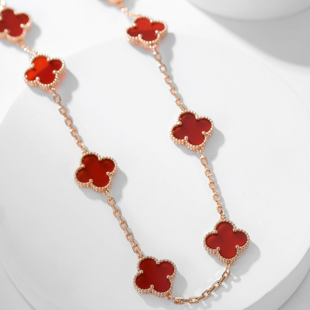 TimiCLOVER 10 MOTIFS CARNELIAN NECKLACE