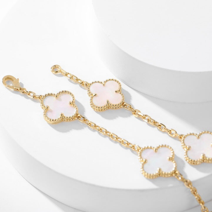 TimiCLOVER 10 MOTIFS WHITE MOTHER OF PEARL NECKLACE