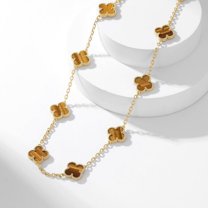 TimiCLOVER 10 MOTIFS TIGER EYE NECKLACE