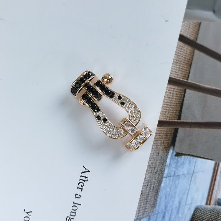 TimiFORCE LARGE HORSESHOE BLACK WHITE DIAMOND BRACELET ROSE GOLD