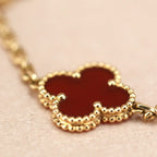 [Timi]New  CLOVER 5 MOTIF RED CORNELIAN BRACELET COLLECTION