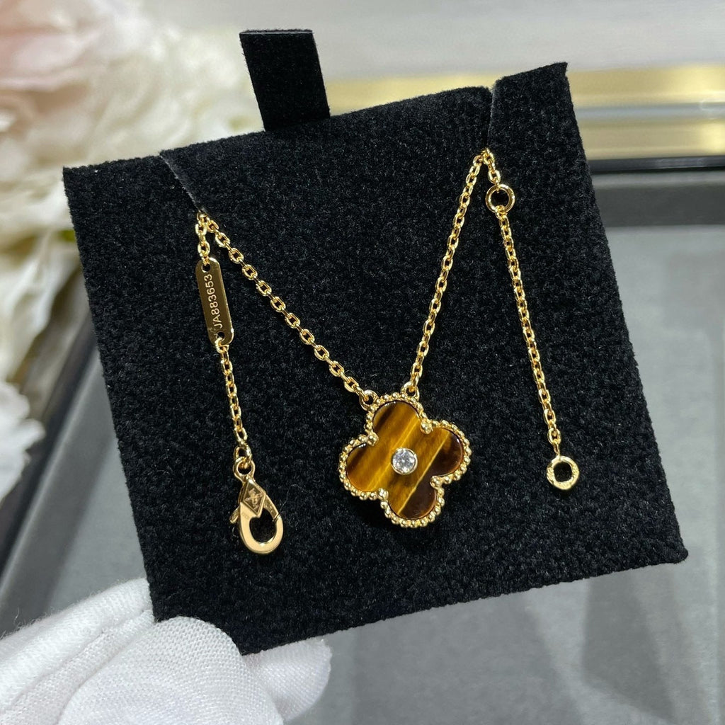 TimiCLOVER 15MM DIAMOND AND YELLOW TIGER'S EYE AGATE necklace