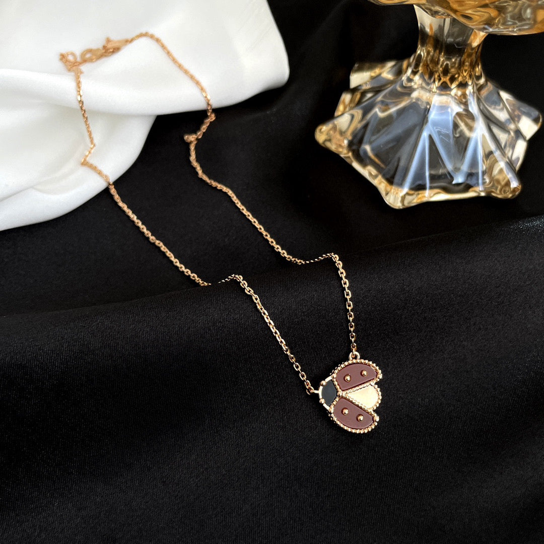 TimiLUCKY  CARNELIANS LADYBUG NECKLACE