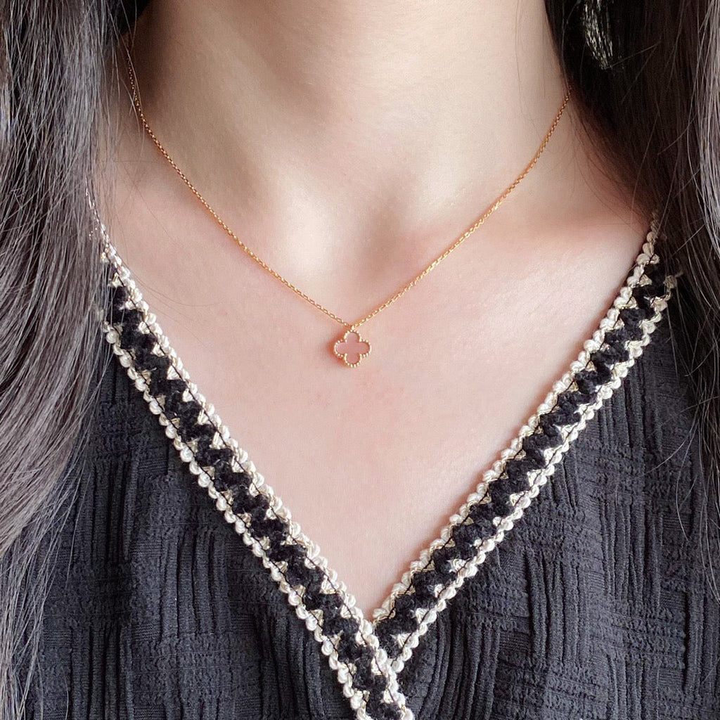 TimiCLOVER 15MM PINK MOTHER-OF-PEARL SINGLE FLOWER NECKLACE