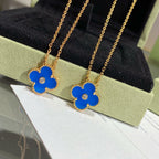TimiCLOVER 15MM DIAMOND AND BLUE AGATE NECKLACE