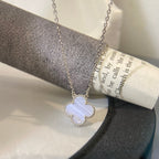 TimiCLOVER 15MM BLUE CHALCEDONY NECKLACE SILVER