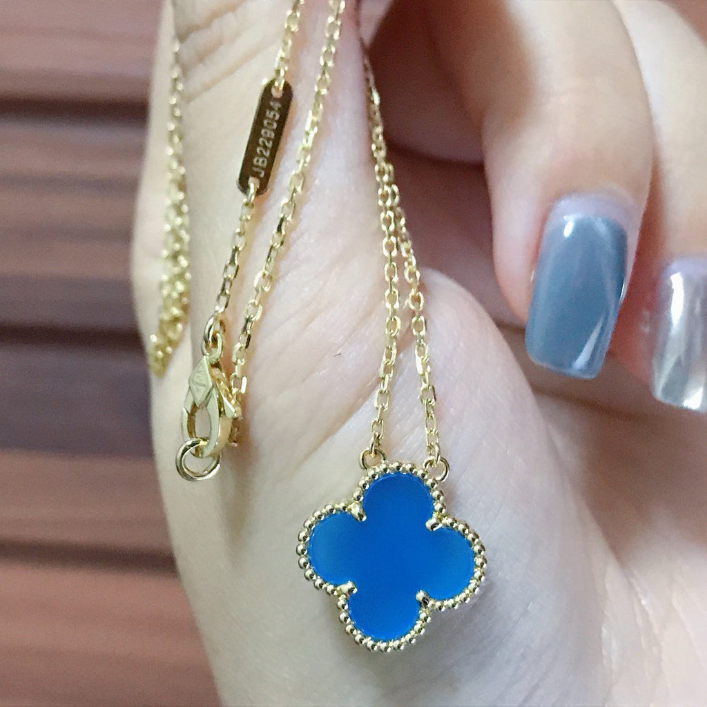 TimiCLOVER 15MM BLUE AGATE NECKLACE