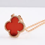 TimiCLOVER 15MM CARNELIAN SINGLE FLOWER NECKLACE