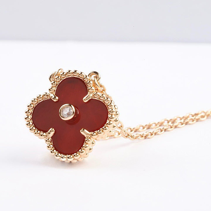 TimiCLOVER 15MM DIAMOND CARNELIAN NECKLACE