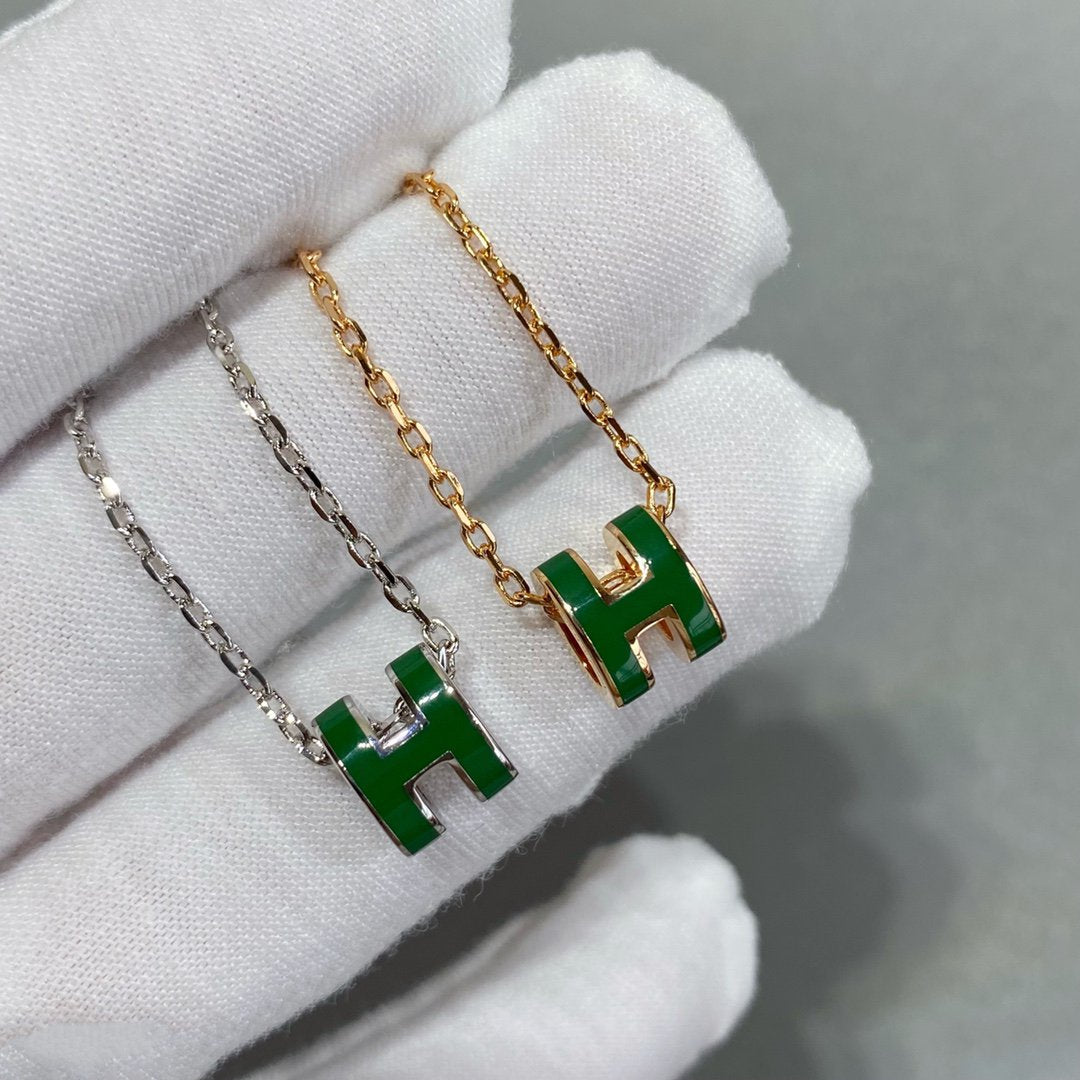 TimiPOP H GREEN NECKLACE SILVER AND GOLD