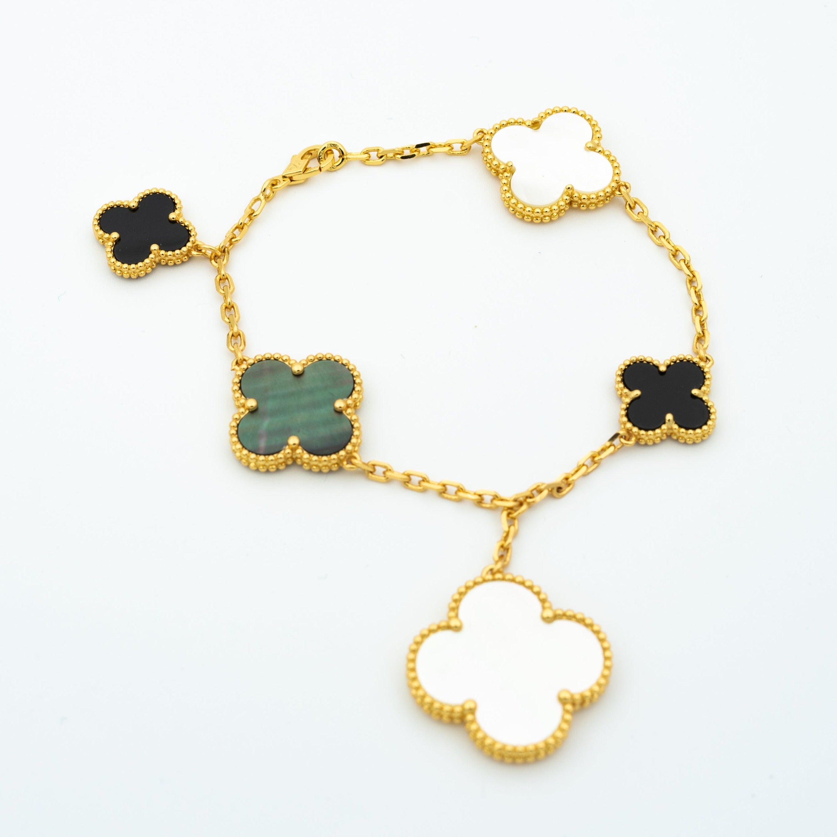 ¡®Timi¡¯CLOVER BRACELET 5 MOTIFS ONYX MOP