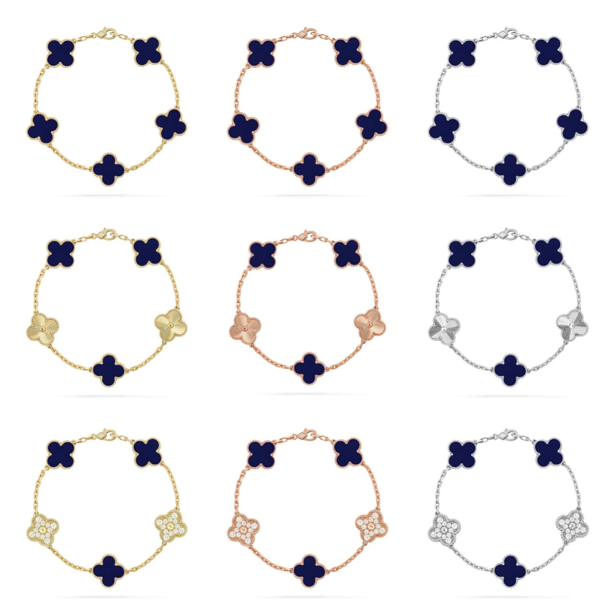 [Timi]New CLOVER 5 MOTIF LAPIS LAZULI BRACELET COLLECTION