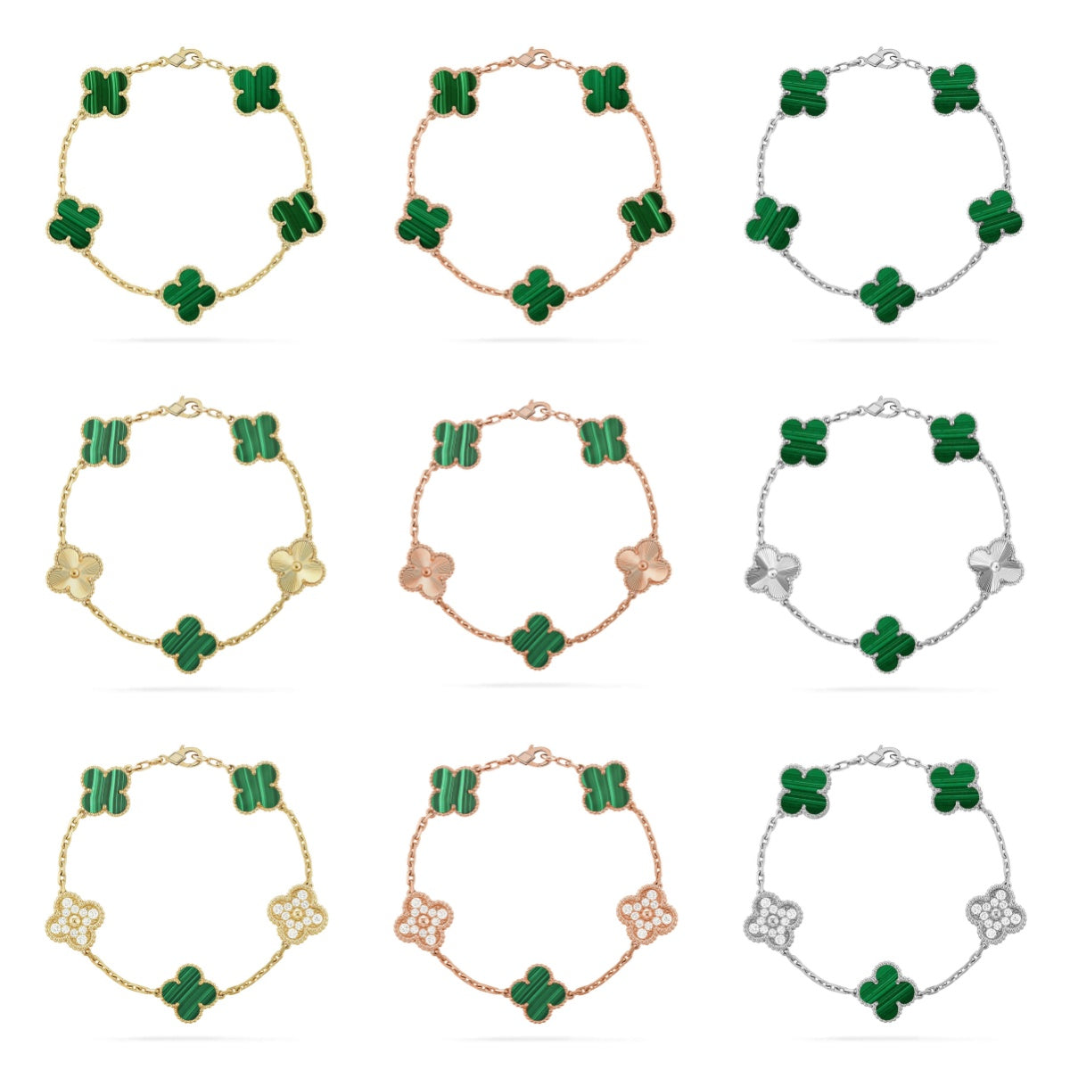 [Timi]New  CLOVER 5 MOTIF MALACHITE BRACELET COLLECTION