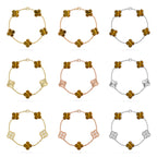 [Timi]New  CLOVER 5 MOTIFS TIGER EYE BRACELET COLLECTION