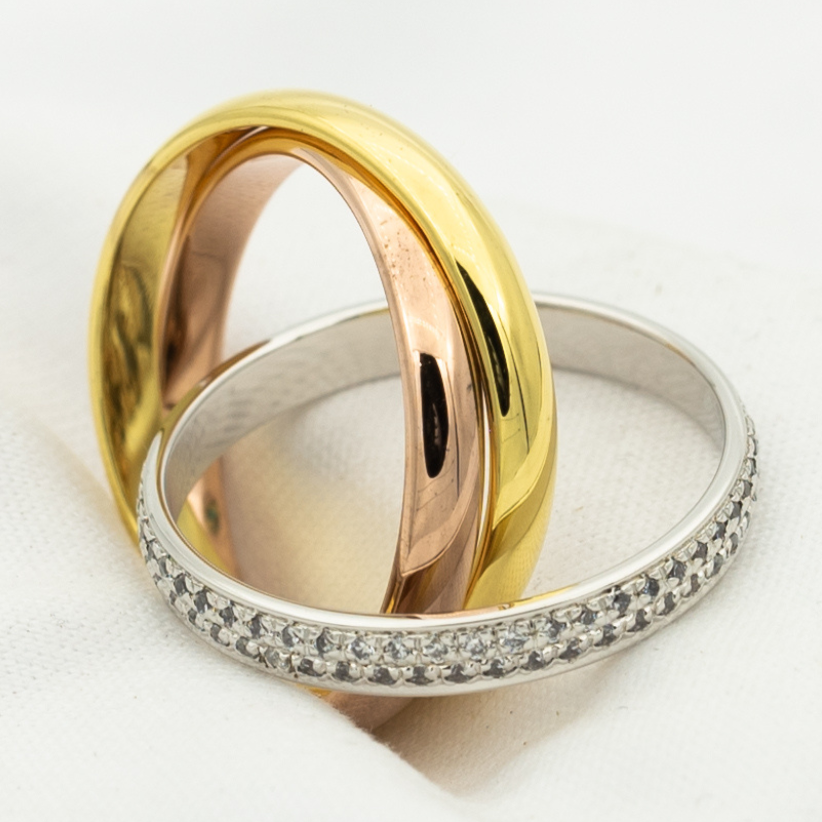 TimiTRINITY RING GOLD PINK GOLD SILVER DIAMONDS