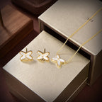 TimiJEUX DE WHITE MOP GOLD DIAMOND EARRINGS