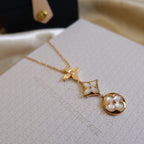 TimiCOLOR BLOSSOM LARIAT NECKLACE PINK GOLD WHITE MOTHER PEARL AND DIAMOND