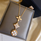 TimiCOLOR BLOSSOM LARIAT NECKLACE PINK GOLD WHITE MOTHER PEARL AND DIAMOND