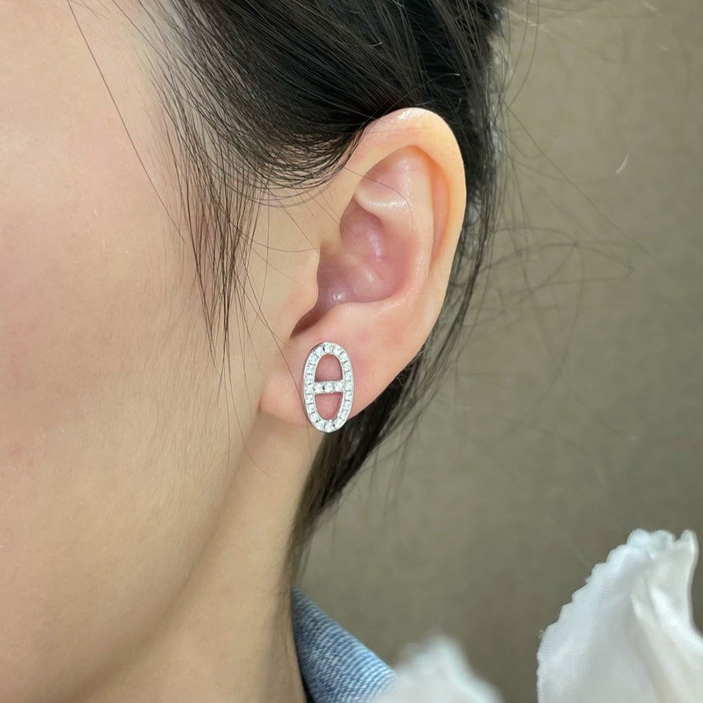 TimiHM FULL DIAMOND PIG NOSE STUD EARRINGS