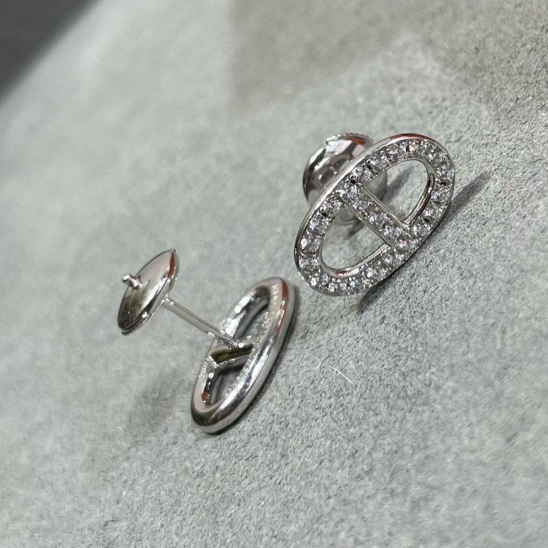 TimiHM FULL DIAMOND PIG NOSE STUD EARRINGS