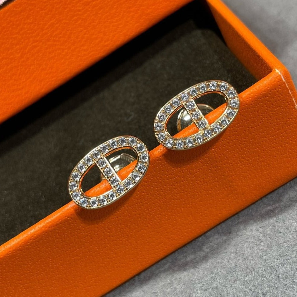 TimiHM FULL DIAMOND PIG NOSE STUD EARRINGS