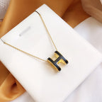 TimiHM CLIC BLACK ENAMEL GOLD NECKLACE