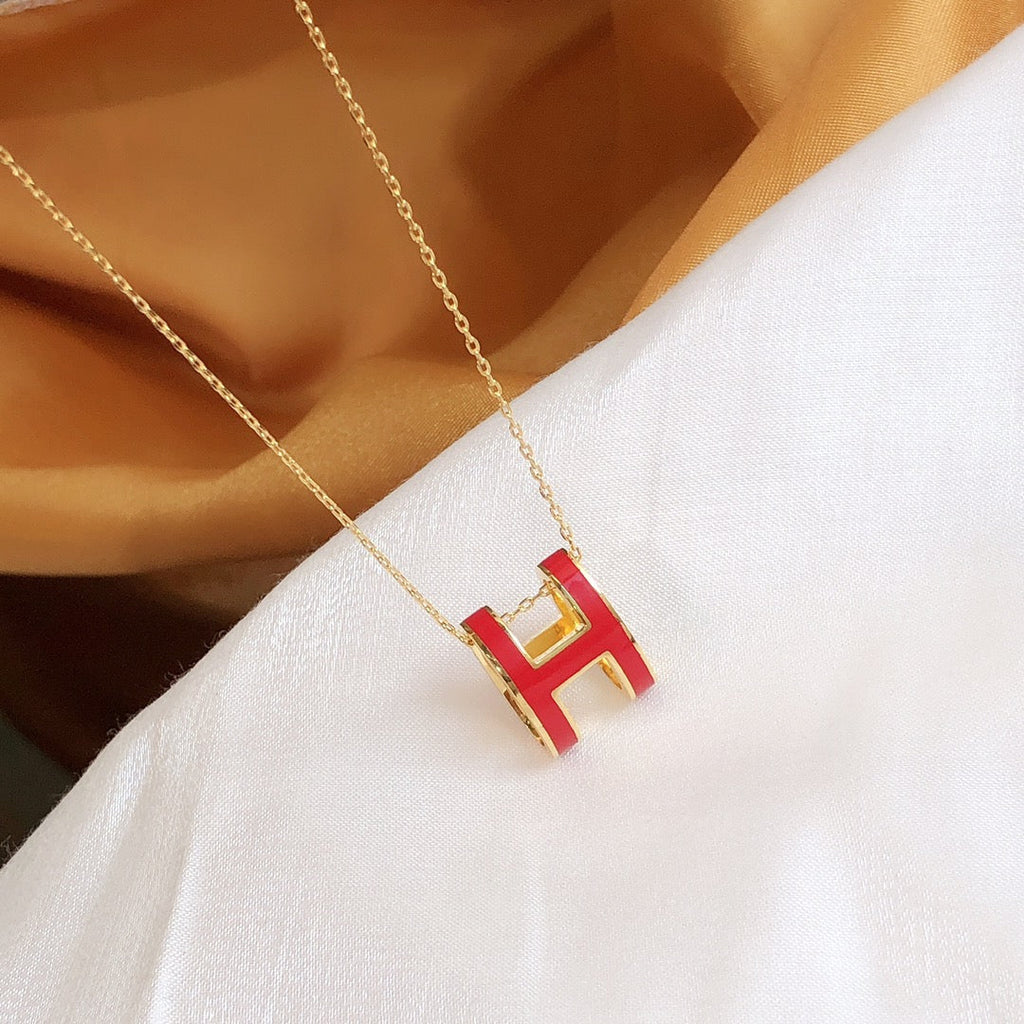 TimiHM CLIC RED ENAMEL GOLD NECKLACE