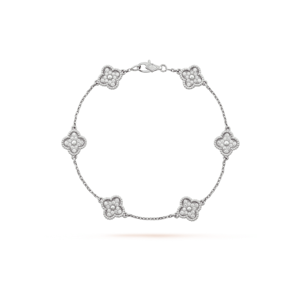 ¡®Timi¡¯CLOVER 6 MOTIF SILVER DIAMOND BRACELET
