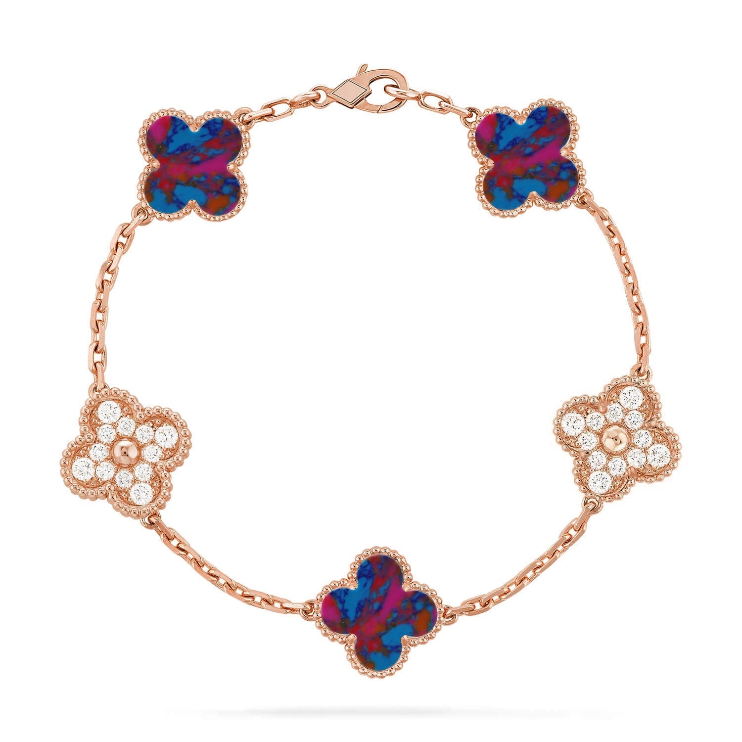 [Timi]New CLOVER 5 MOTIF COLOR GEMSTONES BRACELET COLLECTION