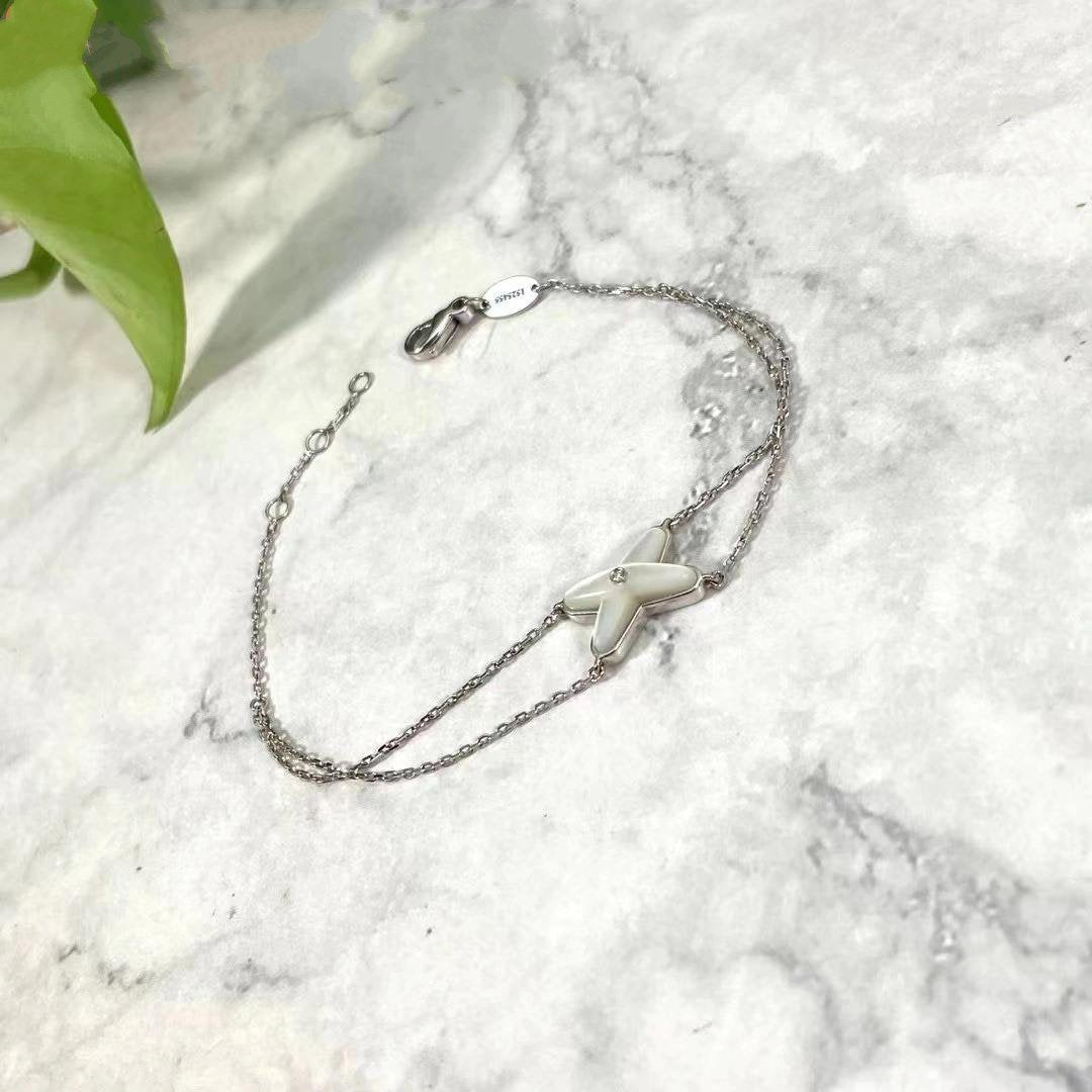 TimiJEUX BRACELET WHITE MOP SILVER 1 DIAMOND