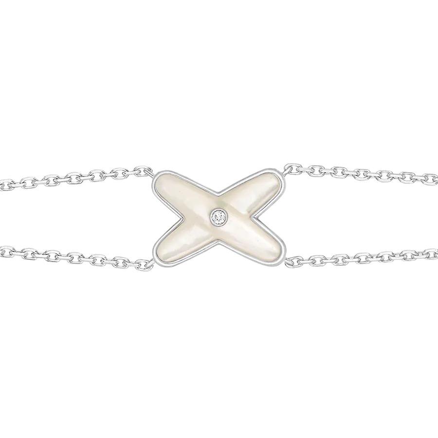 TimiJEUX BRACELET WHITE MOP SILVER 1 DIAMOND