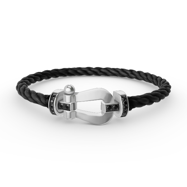 TimiFORCE LARGE HORSESHOE BLACK DIAMOND BRACELET SILVER