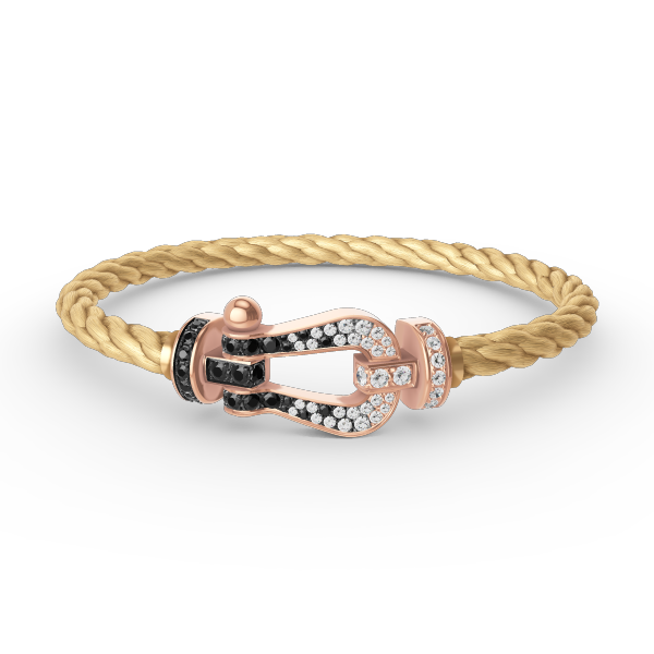 TimiFORCE LARGE HORSESHOE BLACK WHITE DIAMOND BRACELET ROSE GOLD