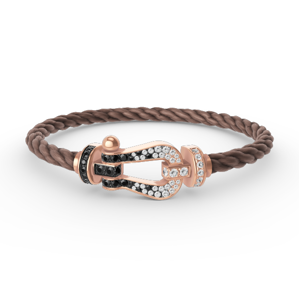 TimiFORCE LARGE HORSESHOE BLACK WHITE DIAMOND BRACELET ROSE GOLD