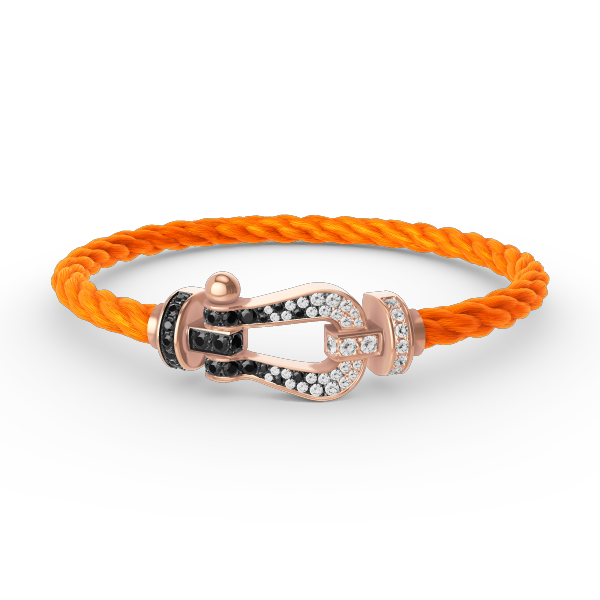 TimiFORCE LARGE HORSESHOE BLACK WHITE DIAMOND BRACELET ROSE GOLD