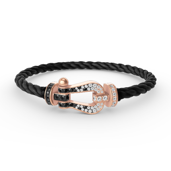 TimiFORCE LARGE HORSESHOE BLACK WHITE DIAMOND BRACELET ROSE GOLD