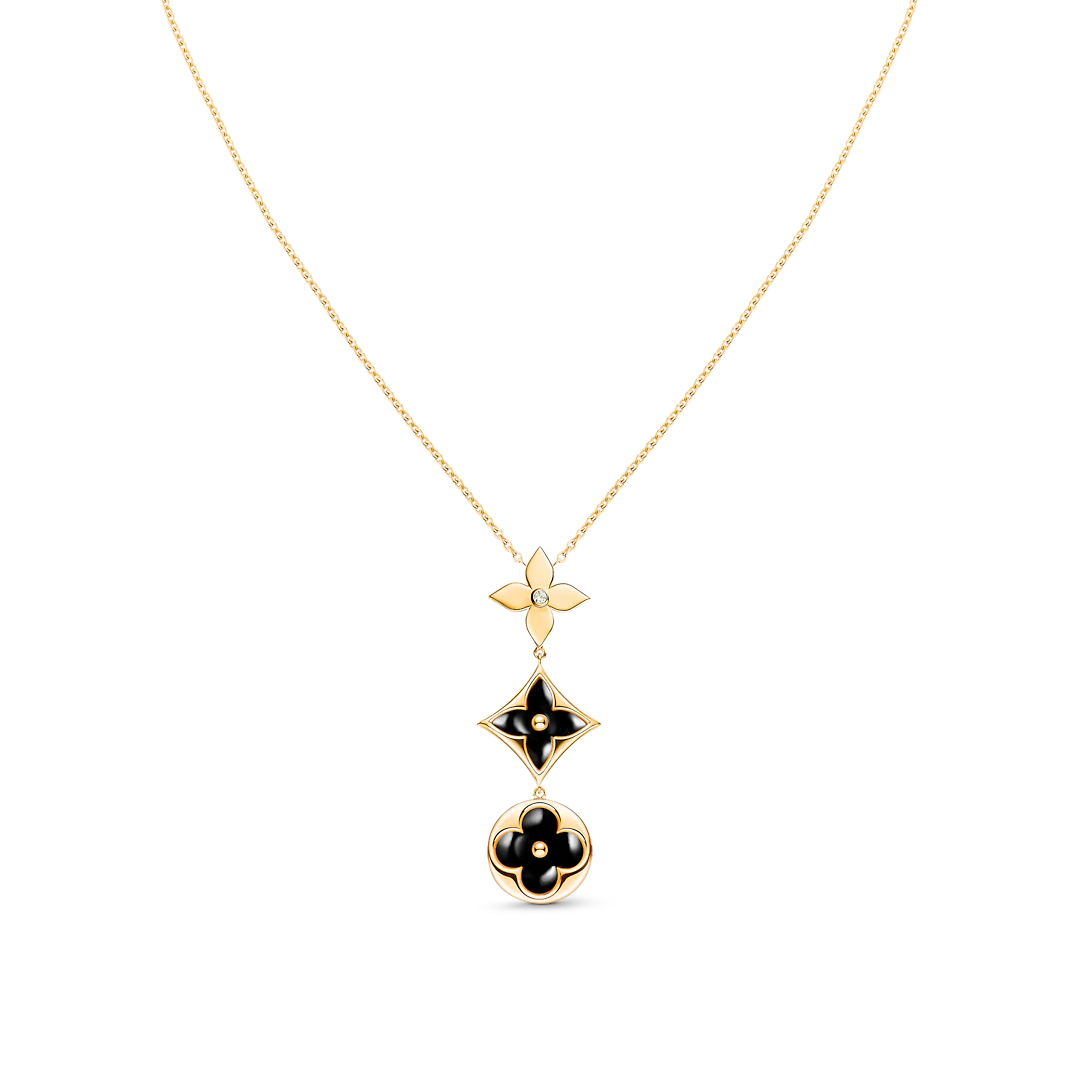 TimiSTAR AND SUN ONYX PINK GOLD NECKLACE