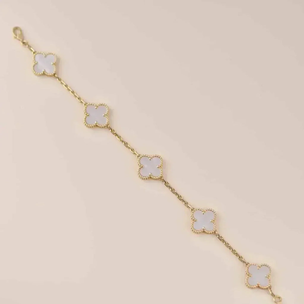 [Timi]New CLOVER WHITE PEARL MOP 5 MOTIF BRACELET COLLECTION