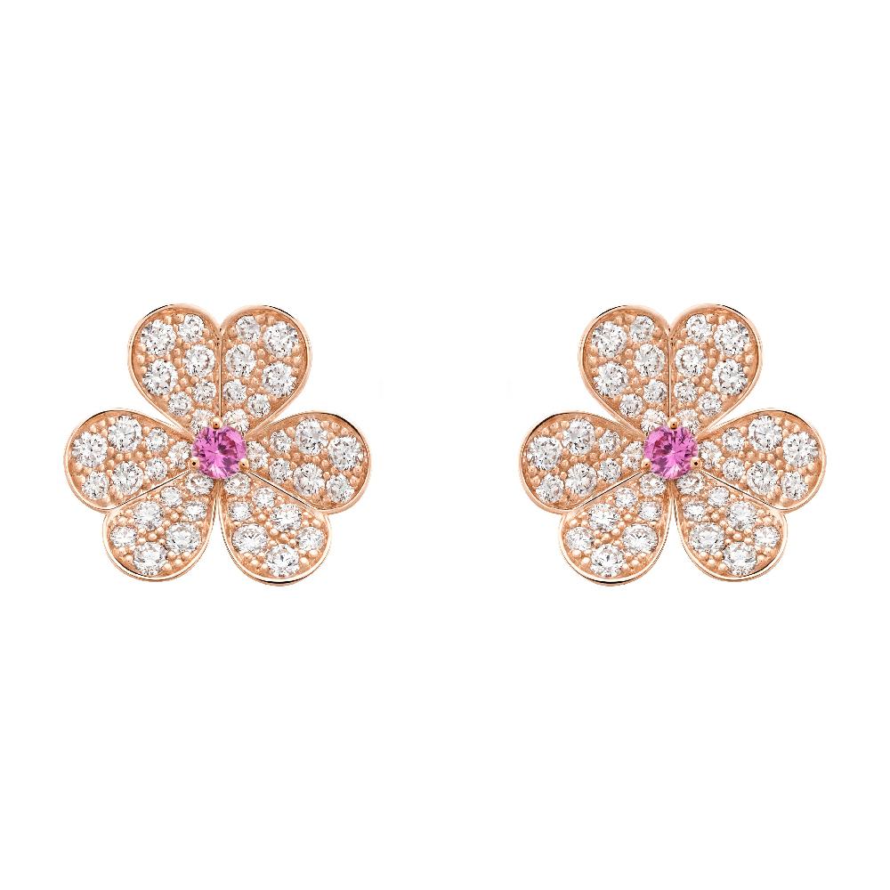 TimiFRIVOLE PINK GOLD FLOWER DIAMOND EARRINGS