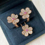 TimiFRIVOLE PINK GOLD FLOWER DIAMOND EARRINGS