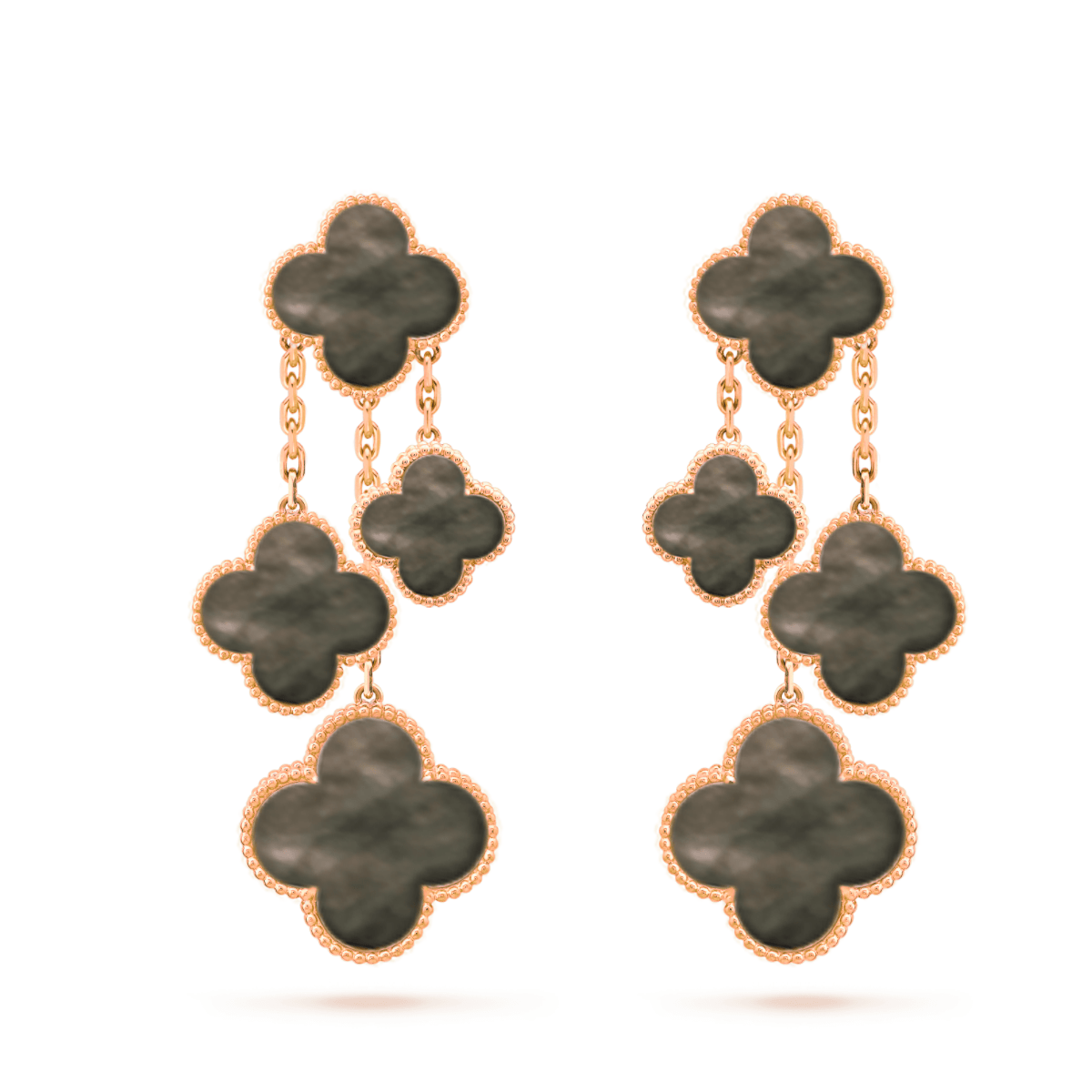 TimiCLOVER EARRINGS DARK MOP 4 MOTIFS ROSE GOLD
