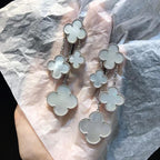 TimiCLOVER EARRINGS WHITE MOP 4 MOTIFS SILVER