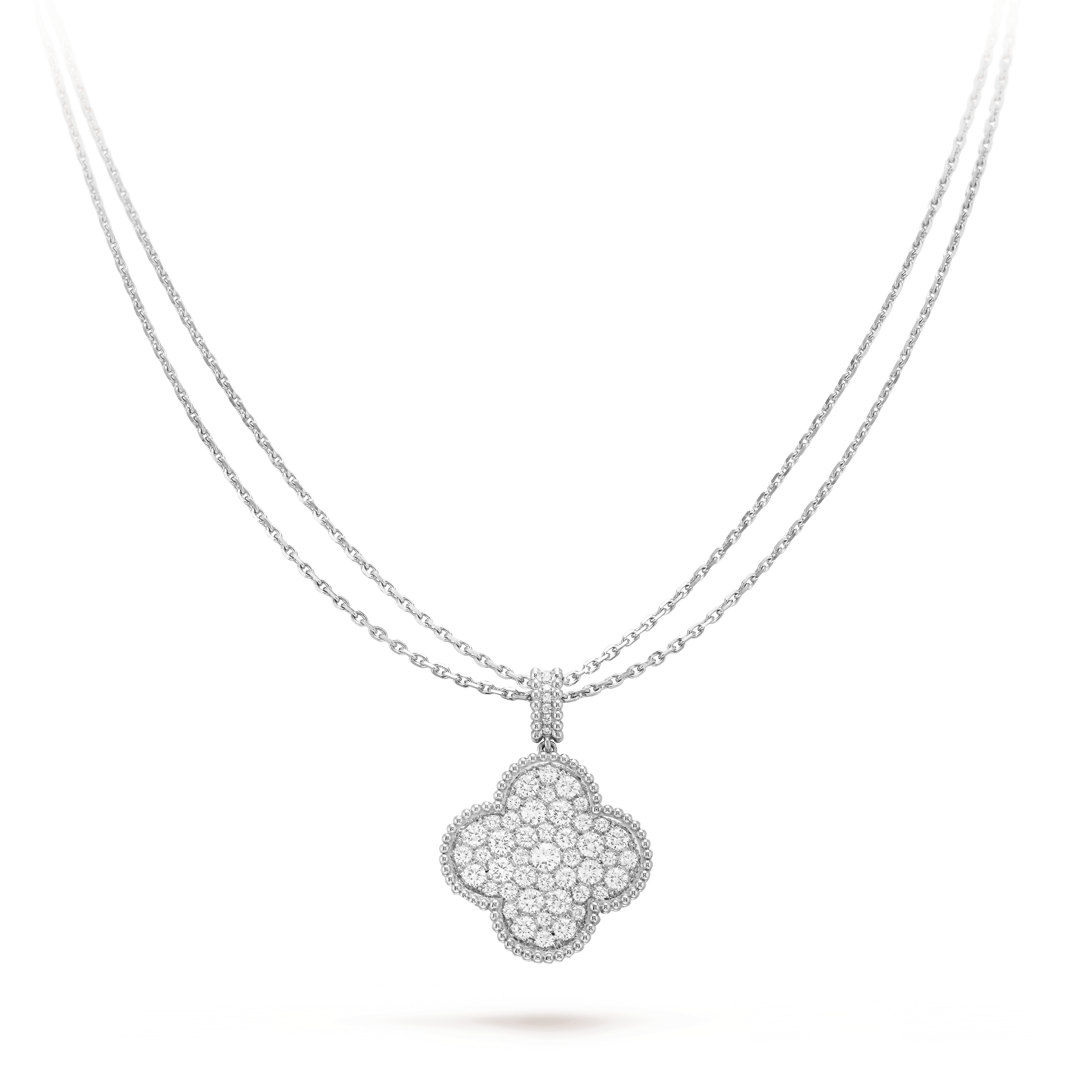 TimiCLOVER 25MM SILVER FULL DIAMOND BIG CLOVER NECKLACE