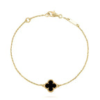¡®Timi¡¯CLOVER ONYX SINGLE FLOWER BRACELET