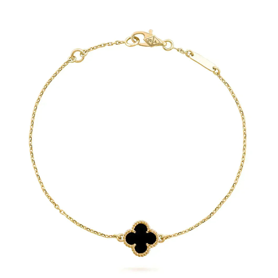 ¡®Timi¡¯CLOVER ONYX SINGLE FLOWER BRACELET
