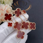 TimiCLOVER EARRINGS CARNELIAN 4 MOTIFS PINK GOLD